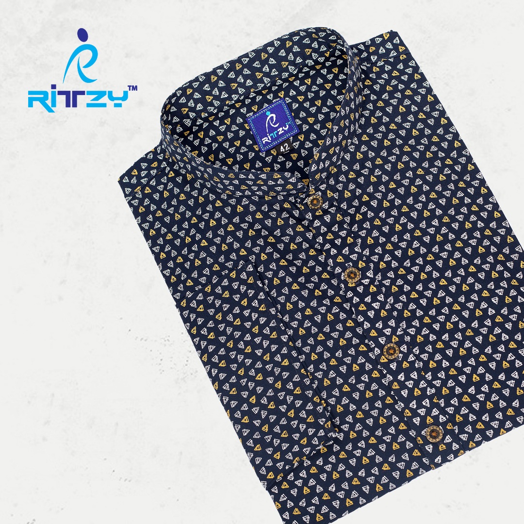 Navy Blue all over printed Panjabi for Men by Ritzy 1